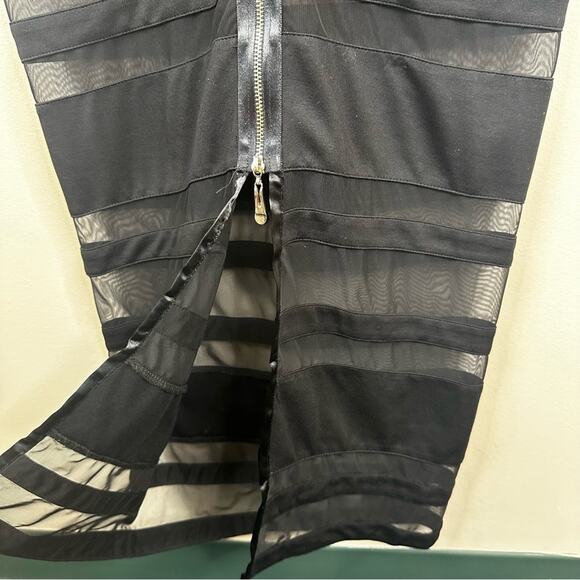 Elliatt Dress Women’s Small Black Mesh Striped Short Sleeve Bodycon Maxi - Picture 9 of 12